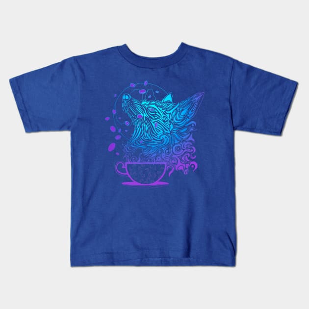 Coffee Wolf-Mellow Moonlight Edition Kids T-Shirt by Artist Layne